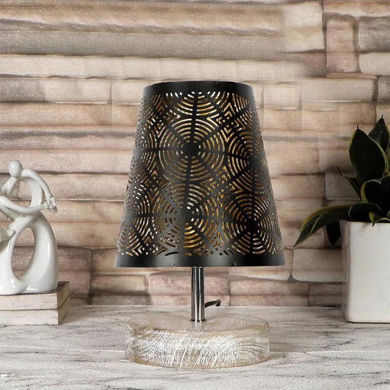 Rexa Etched Metal Table Lamp - Black,Brown media 3