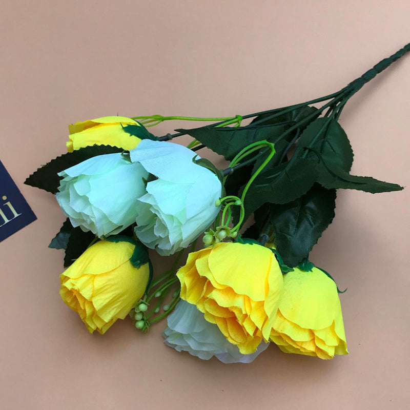 Fiora Artificial Rose (Yellow & White)  Set of Two media 3