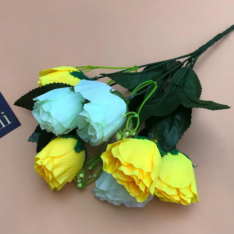Fiora Artificial Rose (Yellow & White) Set of Two media 3