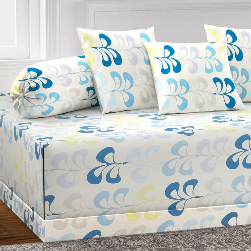 Blue Flora Diwan Set - Six Piece Set media 3