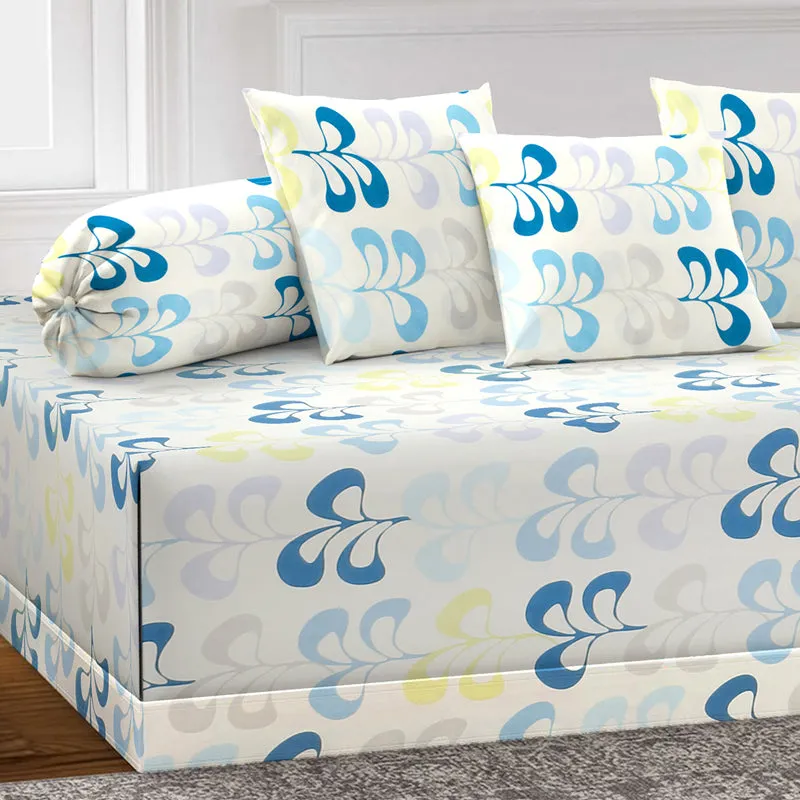 Blue Flora Diwan Set - Six Piece Set - 3