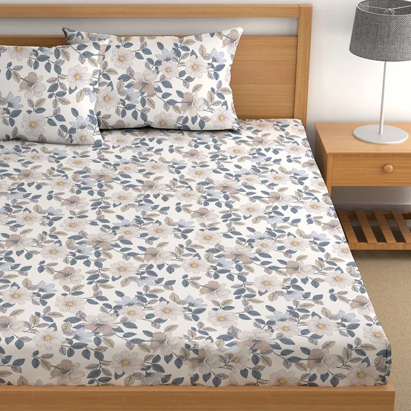 Flora Blues II Microfiber Microfiber Bedsheet - 150 GSM media 3