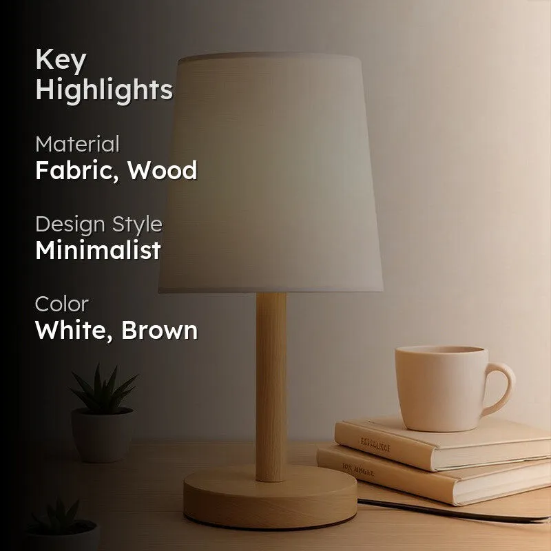 Serafine and Wood Fabric Table Lamp - White,Brown media 2