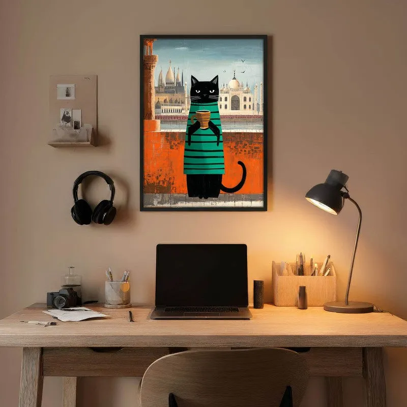 Adventurous Cat Wall Painting With Frame media 5
