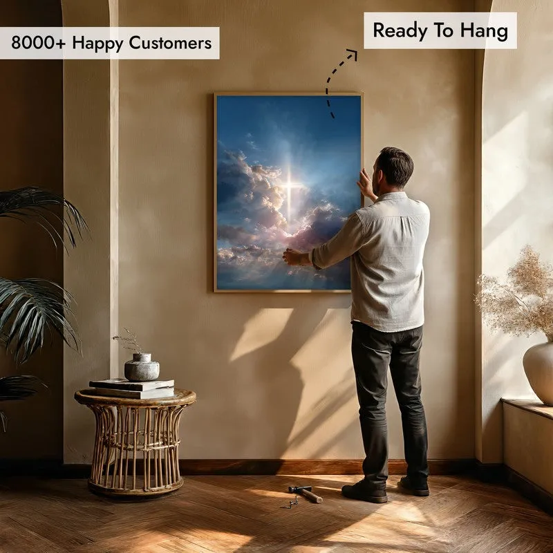 Peaceful Sky Archival Paper Wall Painting With Brown Frame media 5