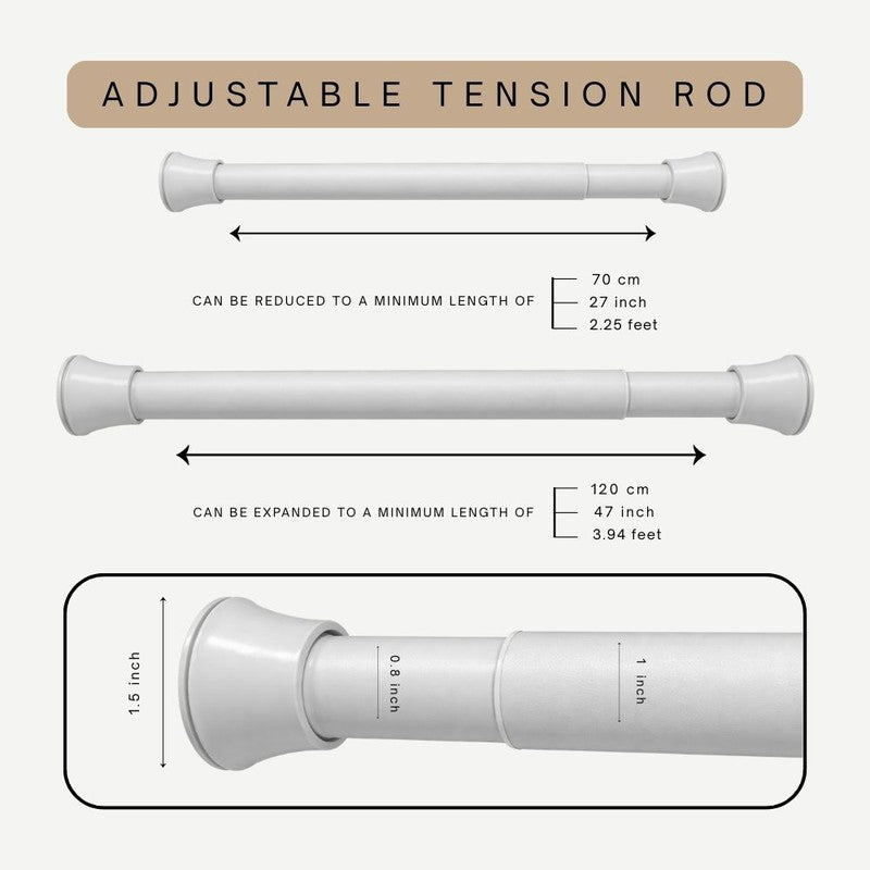 Slide Fit Extendable Metal No Drill Curtain Tension Rod - White media 7