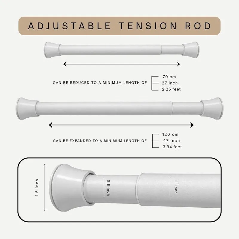 Slide Fit Extendable Metal No Drill Curtain Tension Rod - White media 7