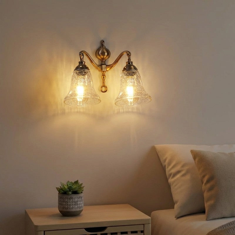 Crystal Flare Antique Dual Shade Glass Wall Lamp