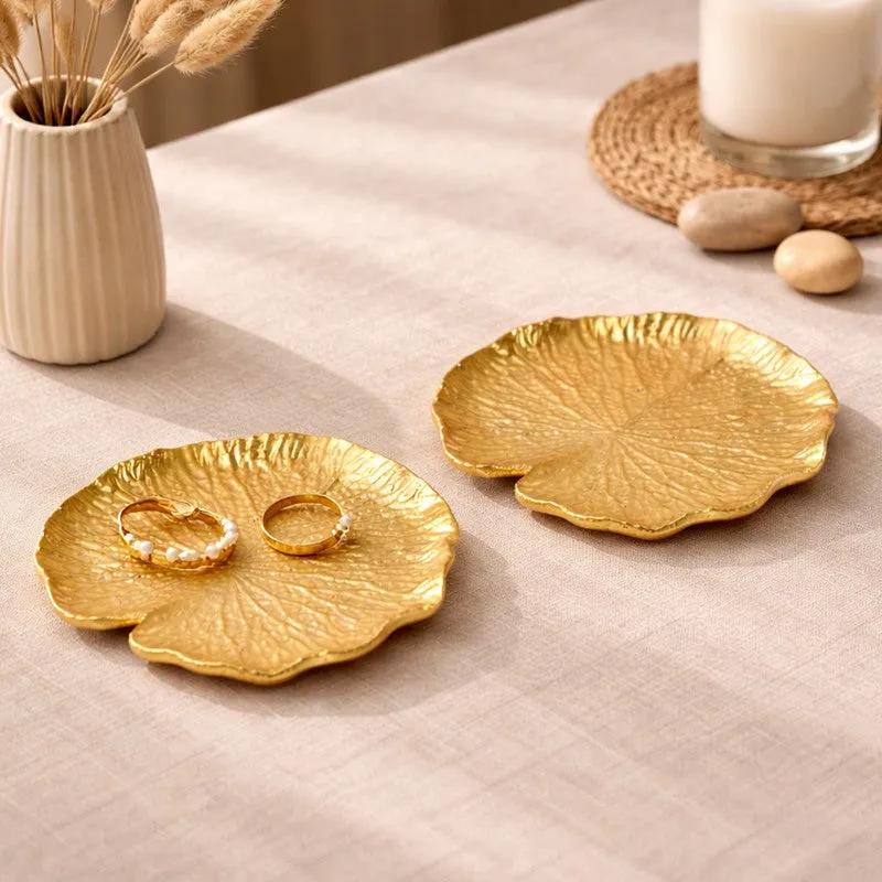 Auraleaf Accent Tray (Gold) - Set Of Two media 1