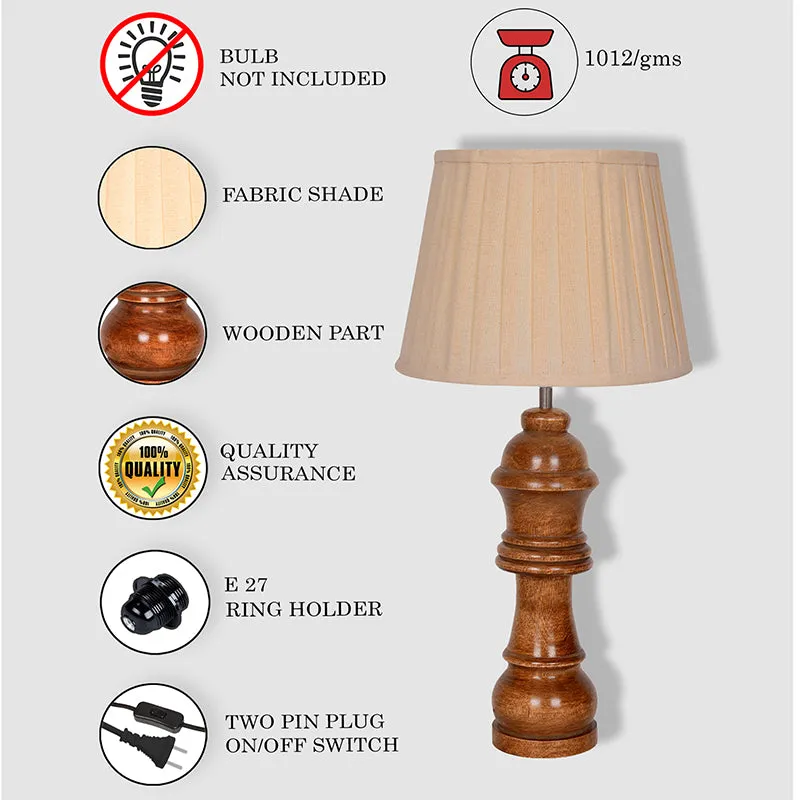 Pleated Queen Wooden Table Lamp - Brown media 4