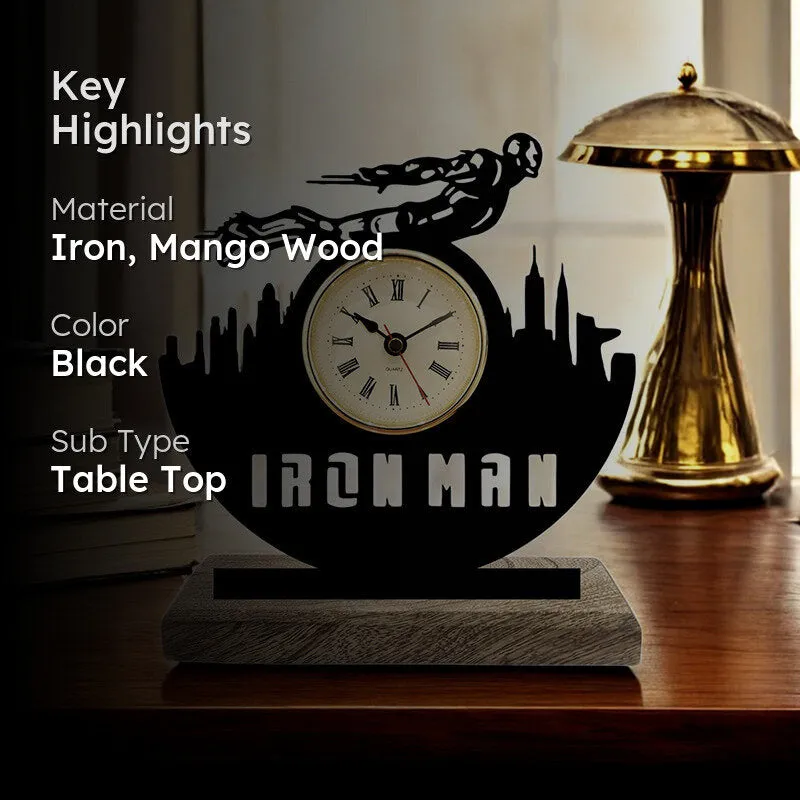 Iron Man Noir Analog Table Clock media 2