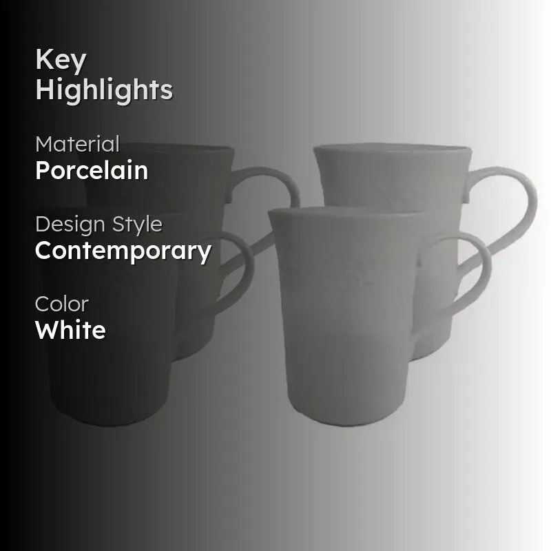 Christina Porcelain Coffee Mug (500 mL Each) - Set of Four media 2
