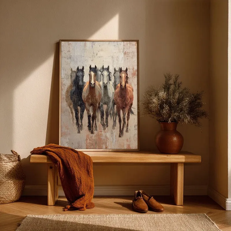 Spirit of the Wild Horse Wall Painting With Brown Frame media 6