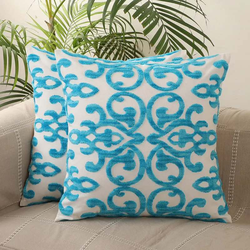 Andalusian Nights Embroidered Cotton Cushion Cover - Set Of Two media 2
