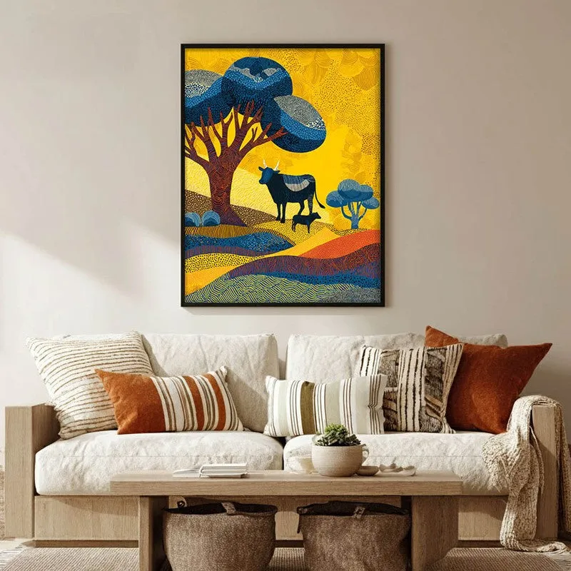 Sunlit Canvas Wall Painting With Black Frame media 1