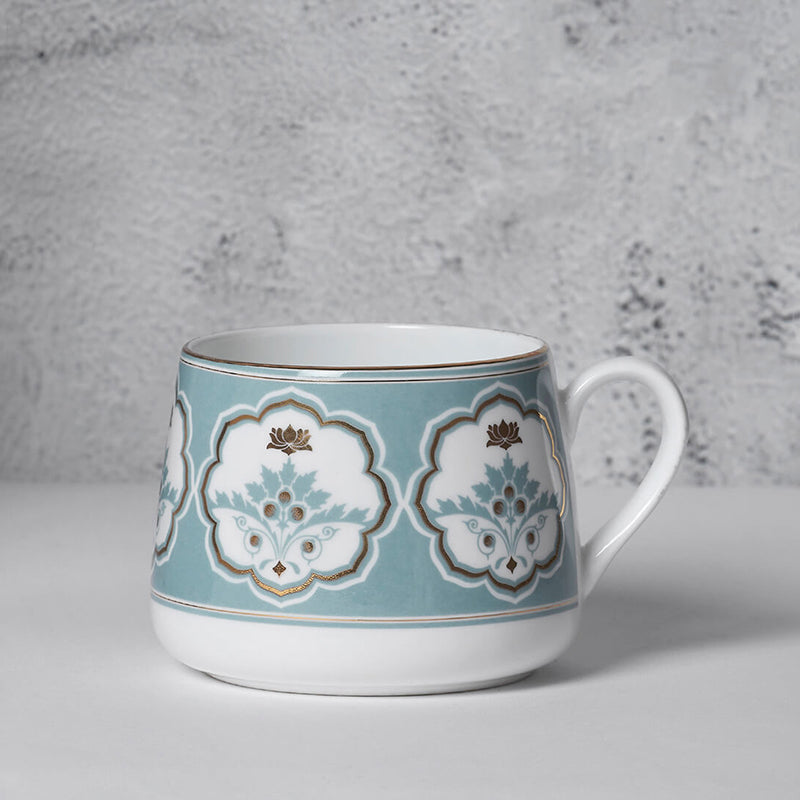 India Circus Pearl Mist Bone Chine Cup And Saucer Set (180 mL Each) - Set of Four media 5