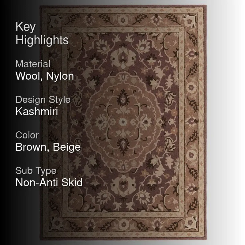 Mithras Hand Tufted Ethnic Wool & Nylon Carpet - Brown media 2