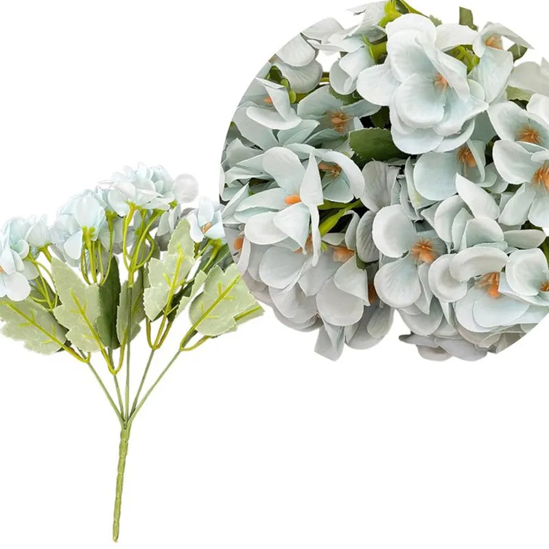 Blooms Hydrangea Artificial Flowers (Blue) - Set Of Two media 6