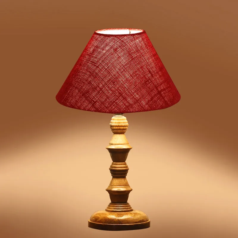 Sienna II Timber Wooden Table Lamp - Red,Brown media 5