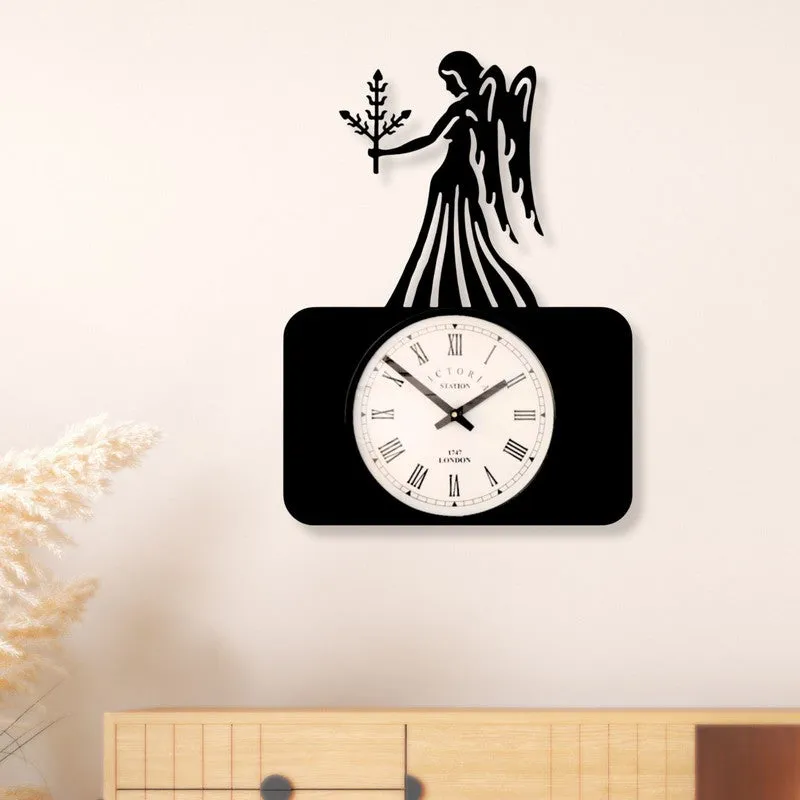 Lady Justice Steel Analog Wall Clock - Black media 1