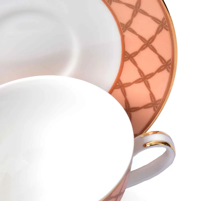 Angel Rope 24k Gold Brushed Porcelain Tea Cup & Saucer (280 mL) - Set of Six media 8