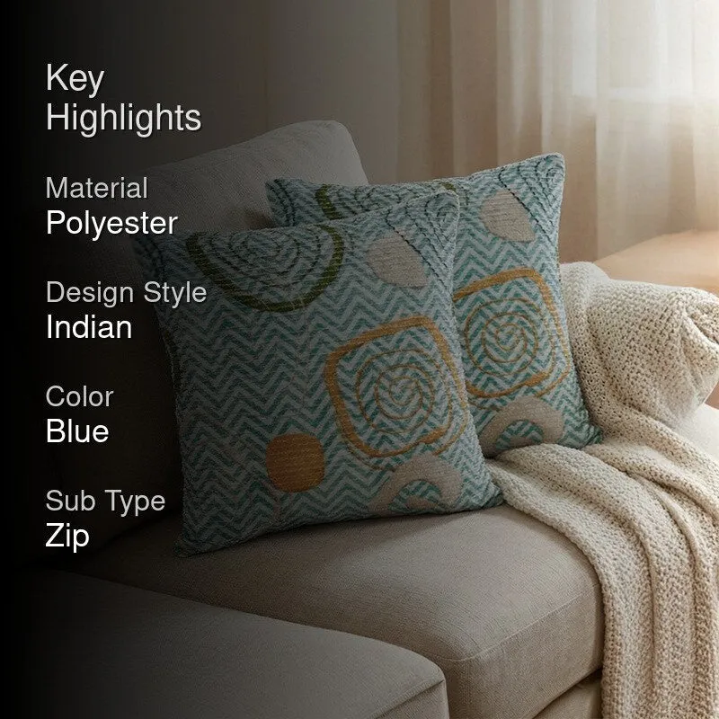 BlossomTrail Cushion Cover (Teal) - Set Of Two media 2