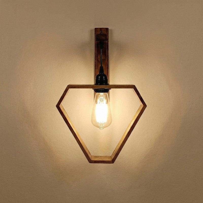GeoHeart Wooden Wall Lamp - Brown media 7