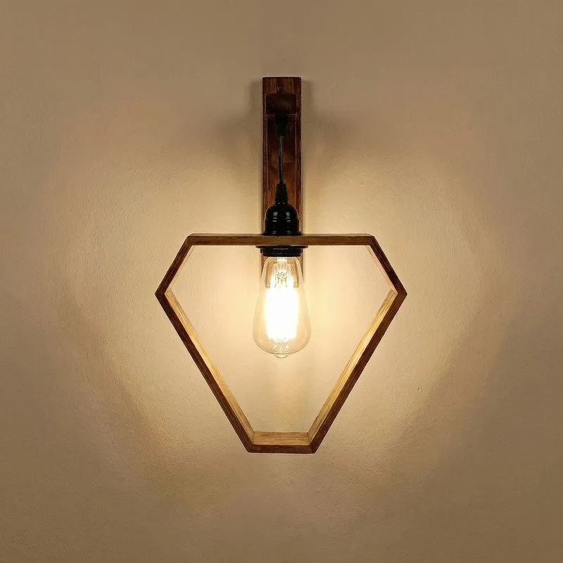 GeoHeart Wooden Wall Lamp - Brown media 7