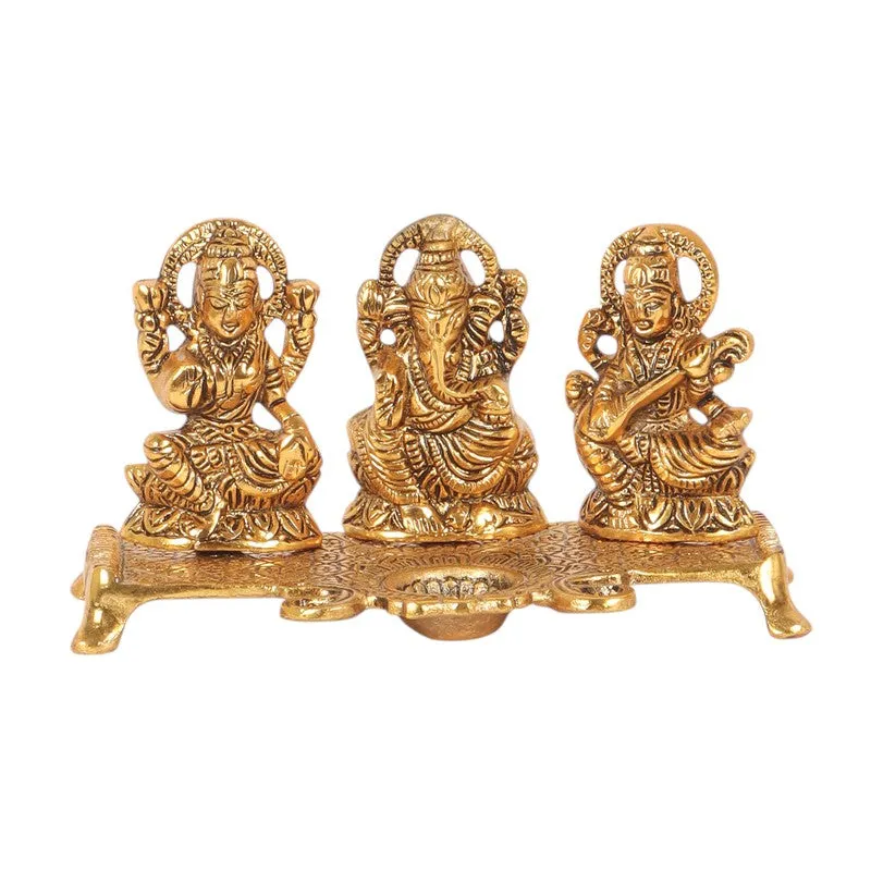 Shri Lakshmi Ganesh Saraswati Diya - Gold media 4