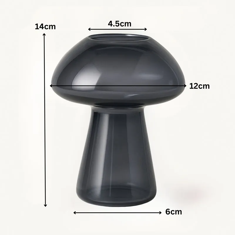 Shrooms Glass Vase - Black media 8