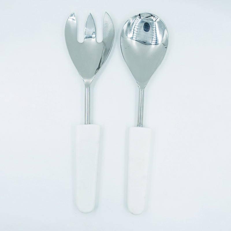 Tahara Salad Serving  Set (Silver) - Two Piece Set media 4