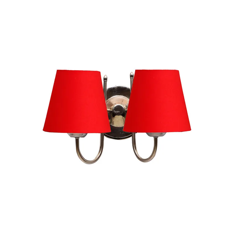 Veda Duo Conical Fabric & Metal Wall Lamp - Red media 4