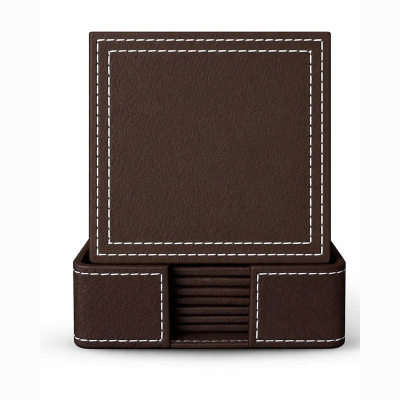 AarviDecor ContourEdge Faux Leather Coaster - Seven Piece Set media 4