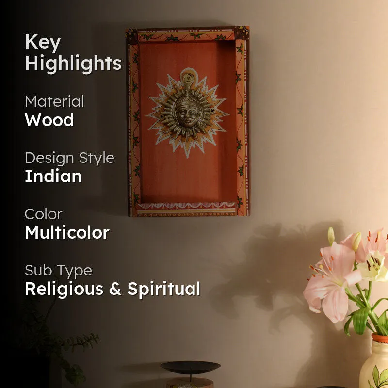 Brass Surya Dev I Wooden Wall Accent media 2