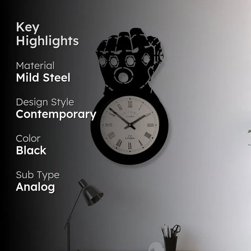 Royal Steel Analog Wall Clock - Black media 2
