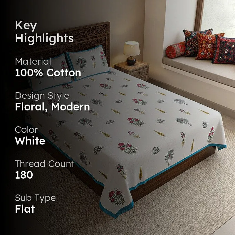 Gulshan Cotton Bedsheet (Blue, Red) - 180 TC media 2