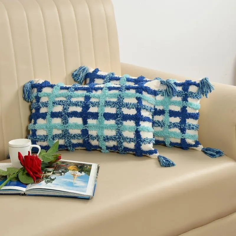 Grid Sea Tufted Cushion Cover - Set Of Two media 3