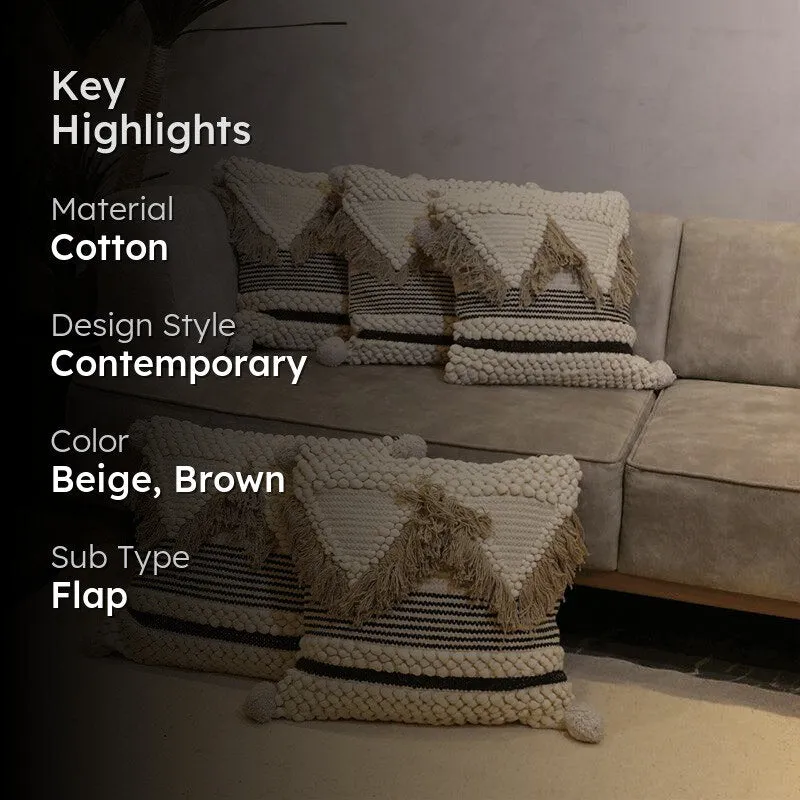 Wild Weave Tufted Cotton Cushion Cover - Set Of Five media 2