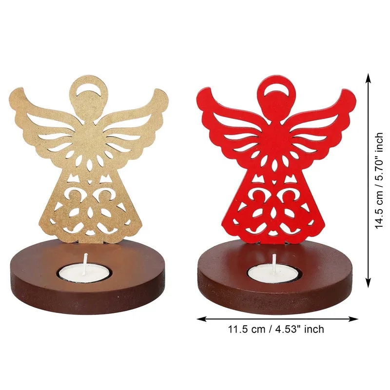 Seraphim Sisters Wood Christmas Tea Light Holder - Set Of Two media 8
