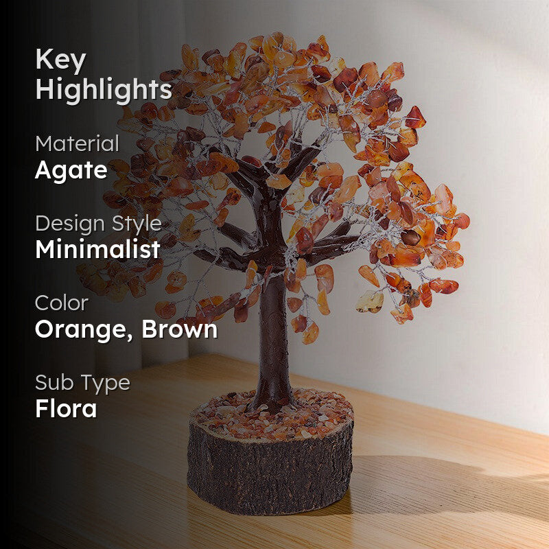 Agate Wish Tree Handcrafted Showpiece - Orange media 2