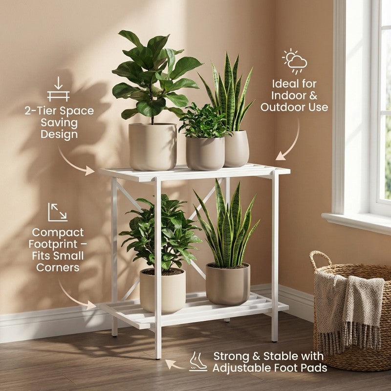 Leafnest Metal Planter Stand - White media 6