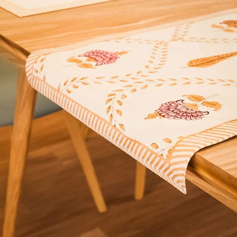 Serene Setting Cotton Table Linen Set (Orange) - Seven Piece Set media 5