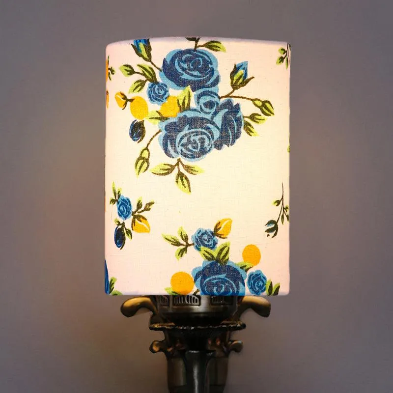 Vista Edrel Blue Fleur Cylindrical Fabric & Metal Wall Lamp media 4