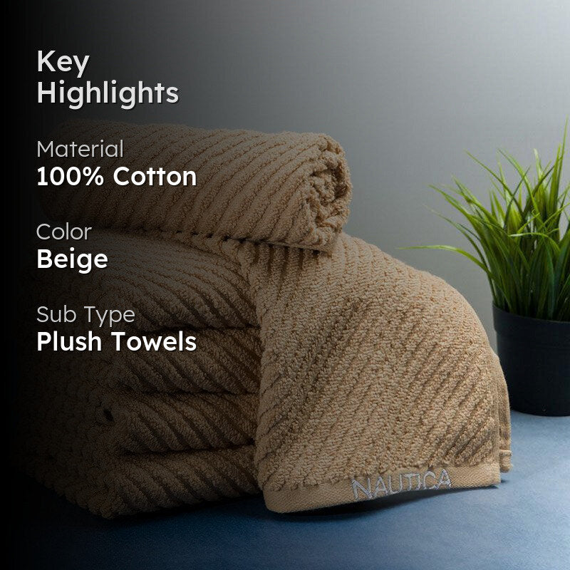 Nautica Riviera Soft Cotton Hand Towel (Light Tan) - Set Of Six media 2