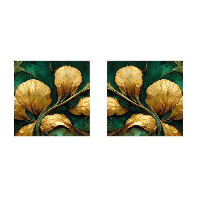 Petals Of Gold Canvas Wall Art - Set Of Two media 3