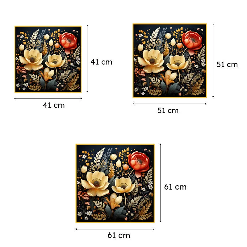 Blooms Of Erebos Canvas Wall Painting With Frame - Gold media 6