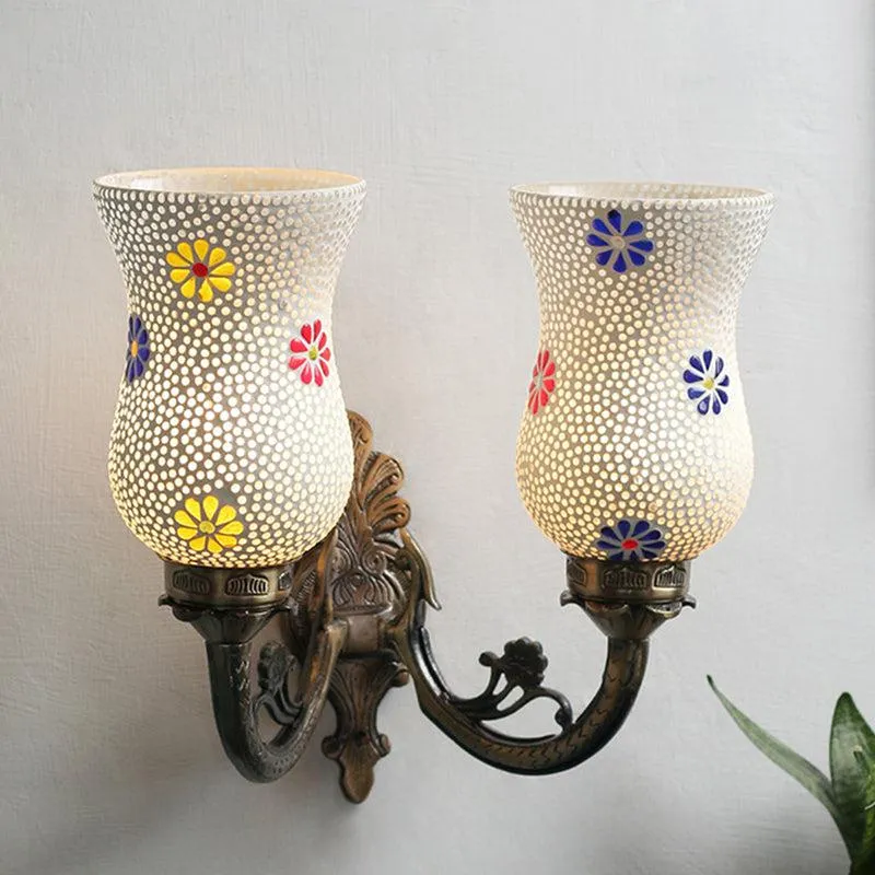 Adva Twinner Mosaic Glass & Metal Wall Lamp media 3