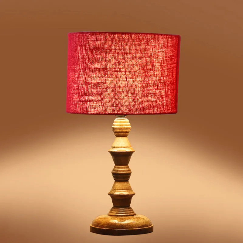 Sienna I Timber Wooden Table Lamp - Red,Brown media 5