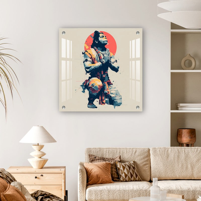 Abstract Hanuman Prayer Acrylic Wall Art