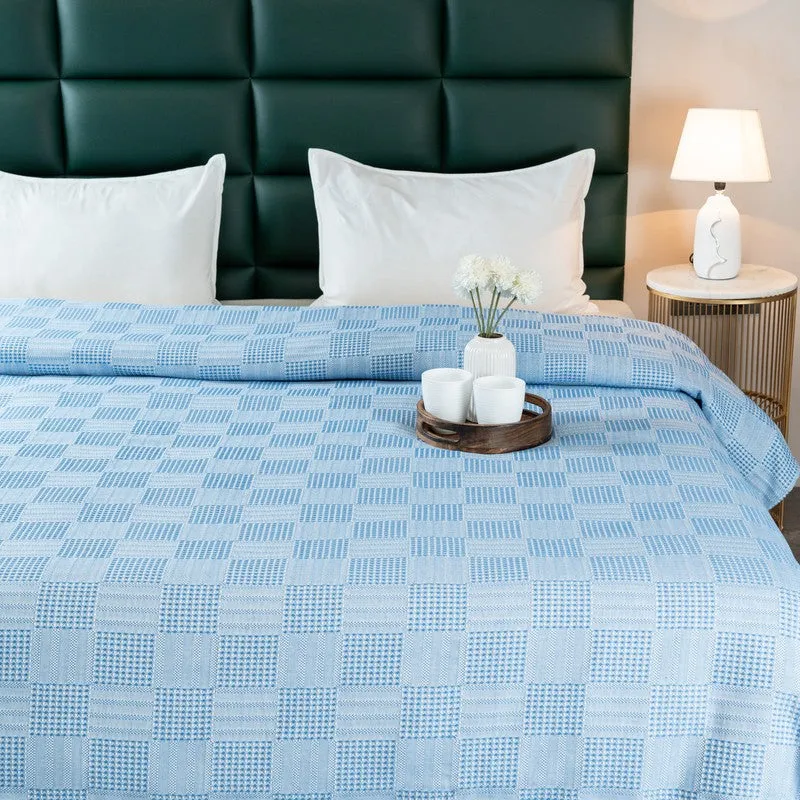 GridForm  Cotton Bedsheet (Blue) - 300 TC media 3